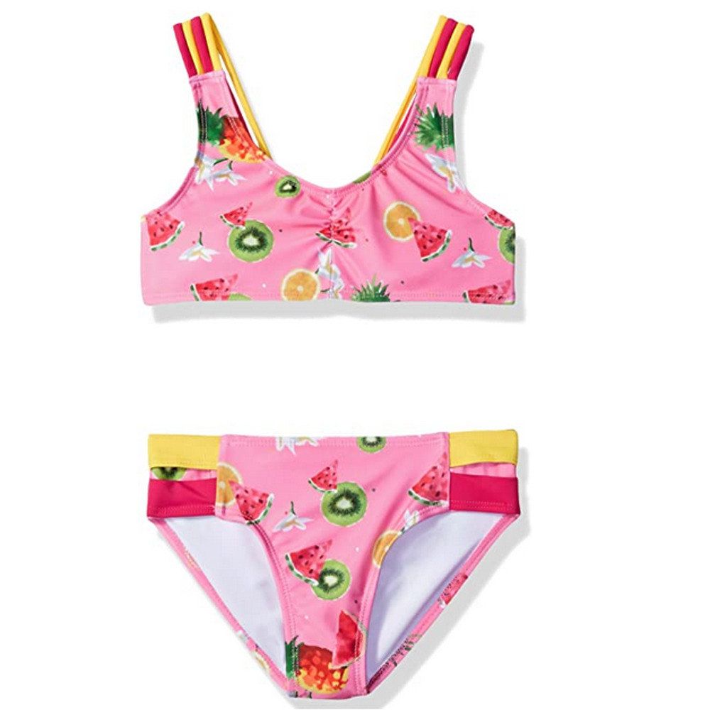 Jantzen Girls Little Chiquita Fruit Print Two Piece Swimsuit Pink Size 8